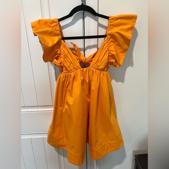 FOR LOVE & LEMONS Clementine Ruffled Tie Back Mini Dress Orange - XS - Picture 8 of 8